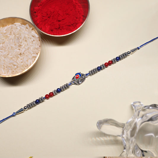 Enamel Heritage Rakhi Set – Crown, Mandala & Peacock-Inspired Charms ( Set of 3)