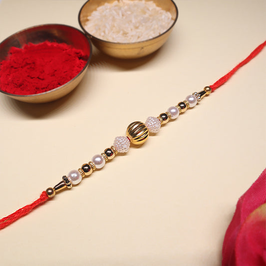 Premium Festive Rakhi Combo – Pearl Luxe & Spiral Bead Trio