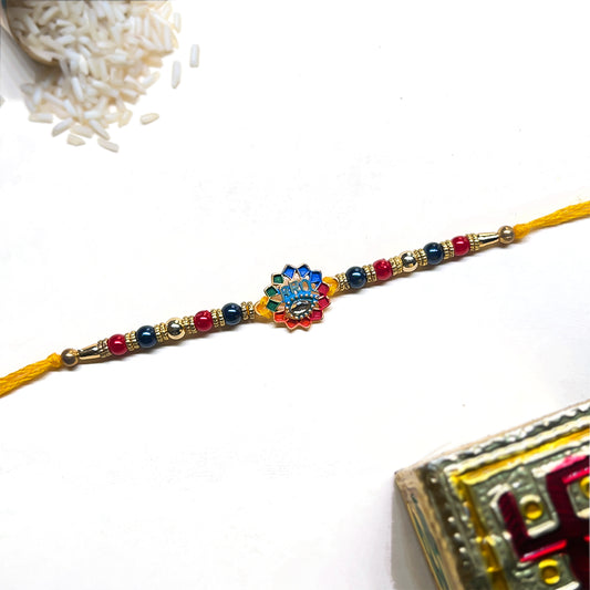 Red-Yellow Thread with 'Brother' Medallion & Color Burst Charm