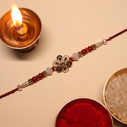 Classic Rakhi Collection – Handcrafted Set with Beads, Enamel & Kundan Work (Set of 3)
