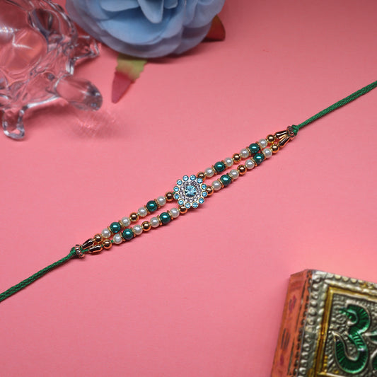 Floral Grace Rakhi Set – A Twin Bloom of Elegance, Radiance & Divine Blessings (Set of 2)