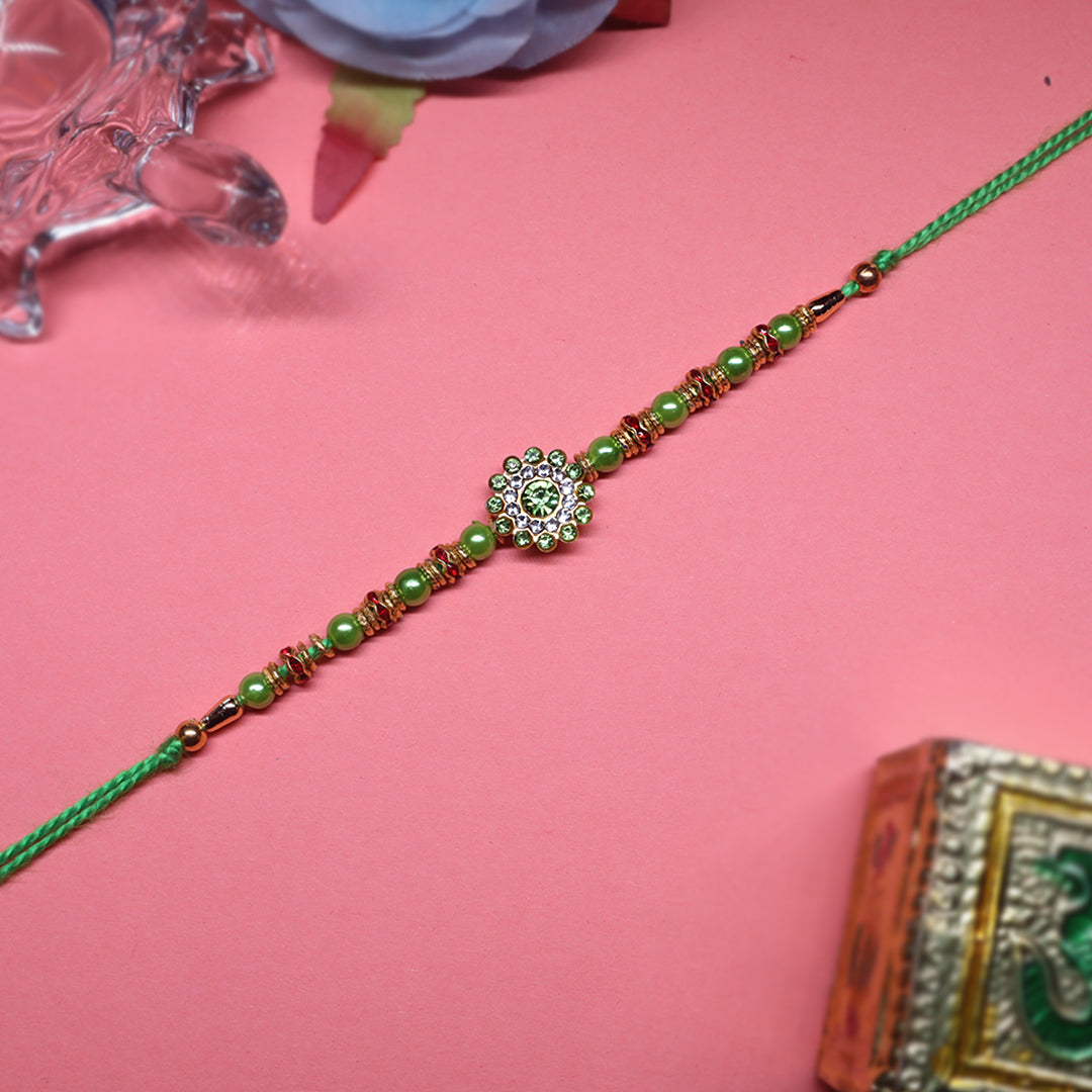 Floral Grace Rakhi Set – A Twin Bloom of Elegance, Radiance & Divine Blessings (Set of 2)