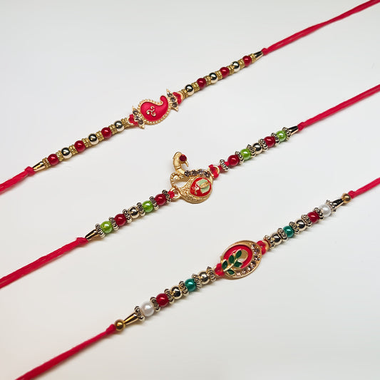 Desi Ties – Red & Regal Rakhi Combo