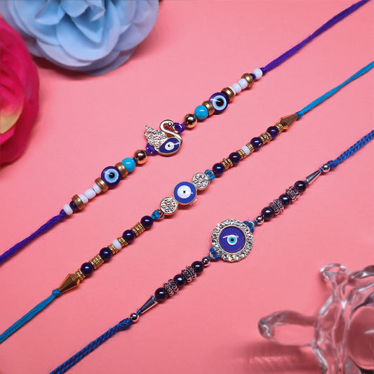 Suraksha Sutra Combo | Evil Eye Protection Rakhi Set | Premium festive packaging (3 pcs)