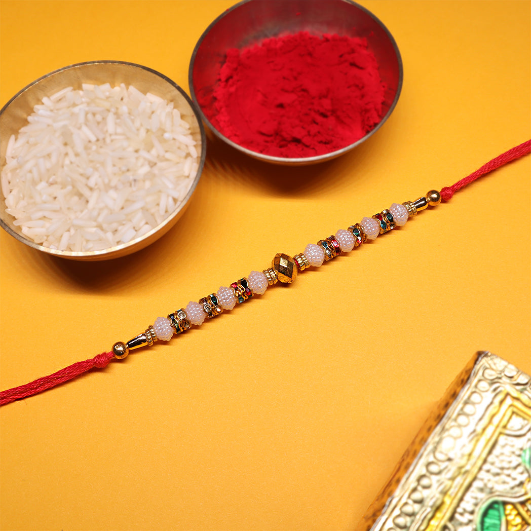 Aarambh Rakhi Pair – Wooden Beads & Pearl Embellished Pair (Set of 2)