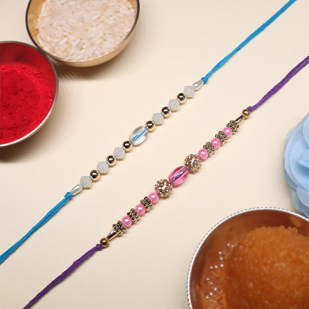 Rakhsha Shringar – Aqua Clear & Lilac Pink Beadwork (Set of 2)