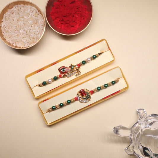 ShivMor Rakhi Set – A Celestial Tie of Devotion & Radiance ( Set of 2 )