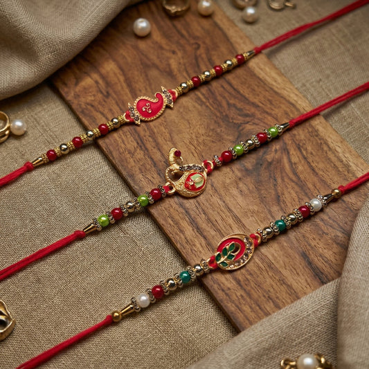 Desi Ties – Red & Regal Rakhi Combo