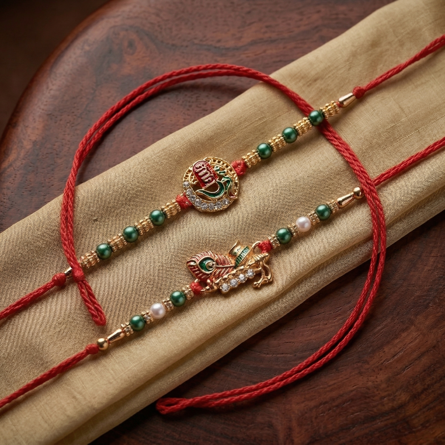 ShivMor Rakhi Set – A Celestial Tie of Devotion & Radiance ( Set of 2 )